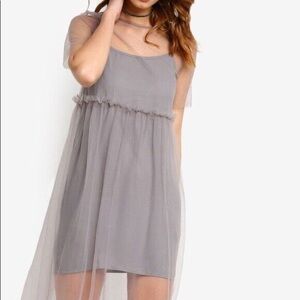 TOPSHOP TULLE GREY DRESS